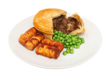 Steak pie and veg
