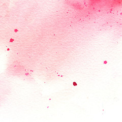 pink watercolor stain with splashes, spot, dots, abstract watercolor background