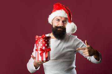 New year man with gift box