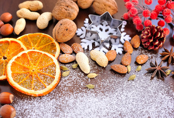 Creative winter time baking background. Christmas holidays concept