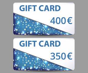 Gift card. Set of shiny gift cards.