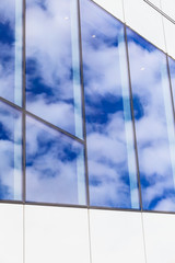 Modern glass window on building.