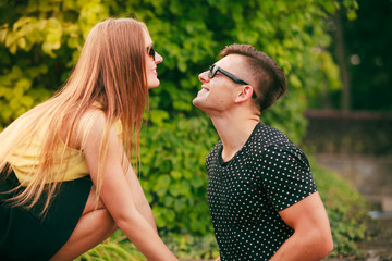 Happy couple in park