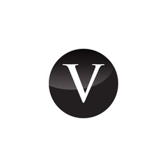 Simple Initial Logo Black and White Circle V