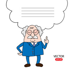 Cartoon Scientist or Professor takes advise. 