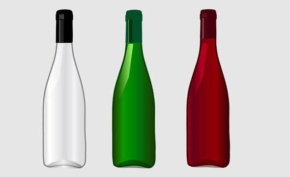Бутылки вина разного цвета
