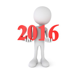 cartoon person holds 2016 text