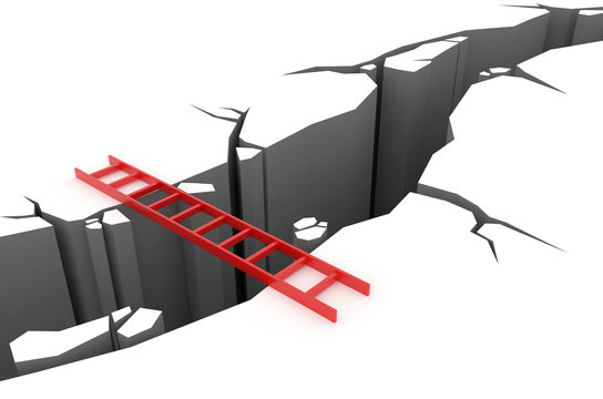 Red ladder over a pit
