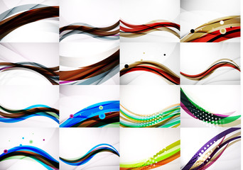 Set of abstract backgrounds, smooth blurred waves