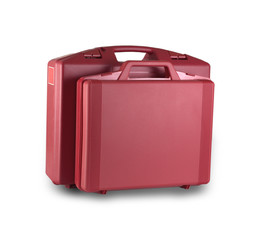 red cases with the scientific equipment on white background