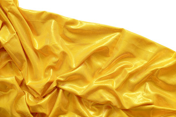 gold silk fabric on white background