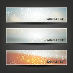 Set of Horizontal Banner Background Designs - Colors: Grey, Orange, White - Party, Christmas, New Year or Other Holiday Ad Banner Templates