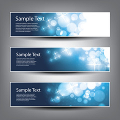 Set of Three Blue Horizontal Christmas or New Year's Banner Designs