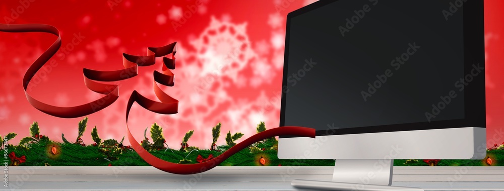 Poster composite image of ribbon in shape of christmas tree