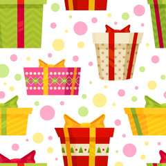 Seamless cartoon pattern with gift boxes
