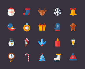 Flat Christmas and New Year icons set © Yuzach