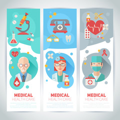 Medical doctors flat portraits on banners © Yuzach