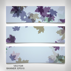 Set of colorful autumn leaves banners