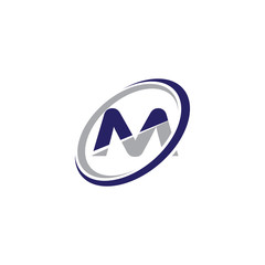 Single Initial Modern Logo Circle M