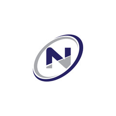 Single Initial Modern Logo Circle N