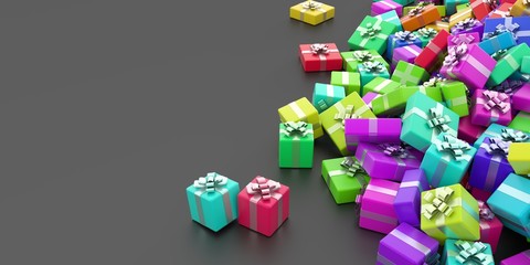 Infinite gift boxes, original 3d illustration