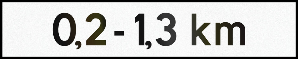 Norwegian supplementary road sign - Distance in kilometers