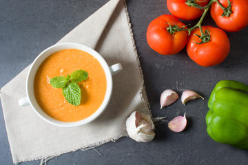 Fototapeta na wymiar Tomato gazpacho soup