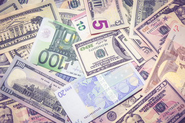 Obraz na płótnie Canvas Two leading currency - US Dollar vs Euro