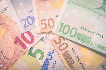 Different Euro banknotes