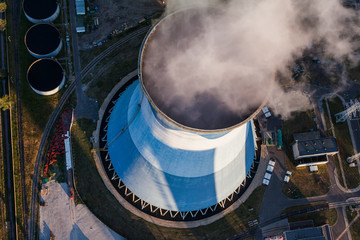 Aerial view on the power station near Opole city