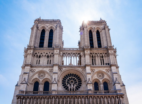 Front View Of Notre Dame De Paris 