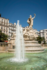 Fototapeta na wymiar Federation fountain at Place de la Liberte, Toulon, Souther France