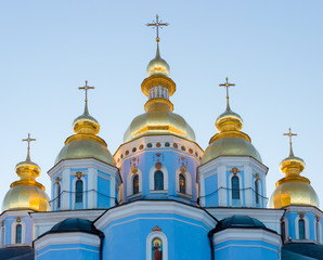 Fototapeta na wymiar Domes of St. Michael's Golden-Domed Monastery