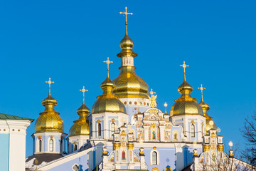 Fototapeta na wymiar Domes of St. Michael's Golden-Domed Monastery
