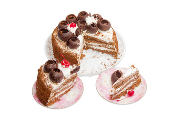 Sponge cake on a light background