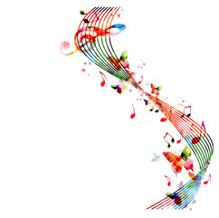 Naklejka premium Colorful background with music notes