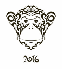 Illustration of monkey - symbol of the New Year 2016.
