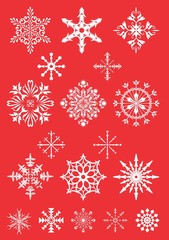 Naklejka na ściany i meble Snowflakes - Illustration, Signature collection, Snowflake Set, Essentials collection, Simple Flat Snowflakes Icon Set