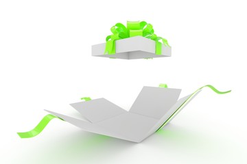 open gift box on white background