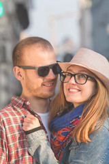 Couple enjoying outdoors in a urban surroundings.