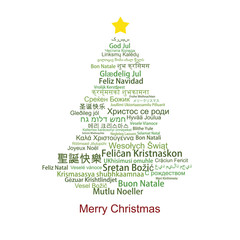 Merry Christmas Tag Cloud shaped as a Christmas tree