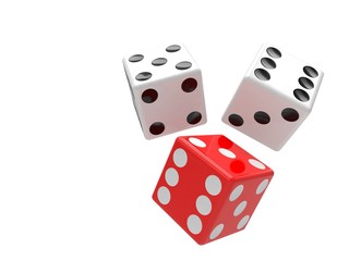 three dices on white
