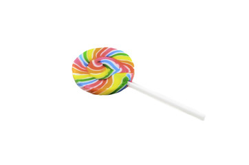 muliticolor lollipop on white background