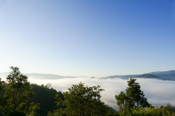 sea of mist and fog on the mountain