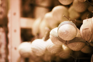 christmas balls in supermarket