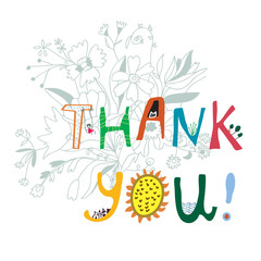 Thank you print with flowers and lettering