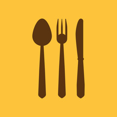 The spoon and fork and knife icon