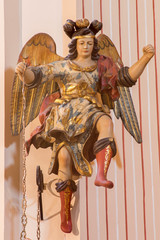 Cordoba - polychrome baroque statue of angel in  church of Monastery of st. Ann