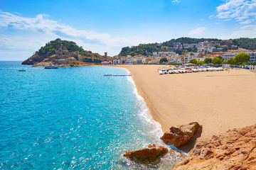 Tossa de Mar beach in Costa Brava of Catalonia - obrazy, fototapety, plakaty