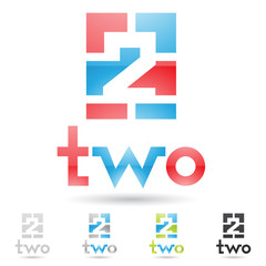 colorful and abstract icons for number 2, set 5